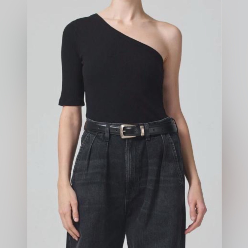 NWT Anthropologie Citizens Of Humanity Savannah One Shoulder Black Top Medium